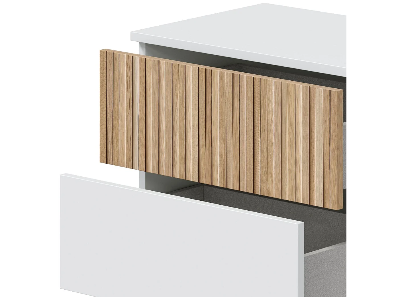 Mesita de noche Ethna color Natur y blanco Artik 50x42x34 cm