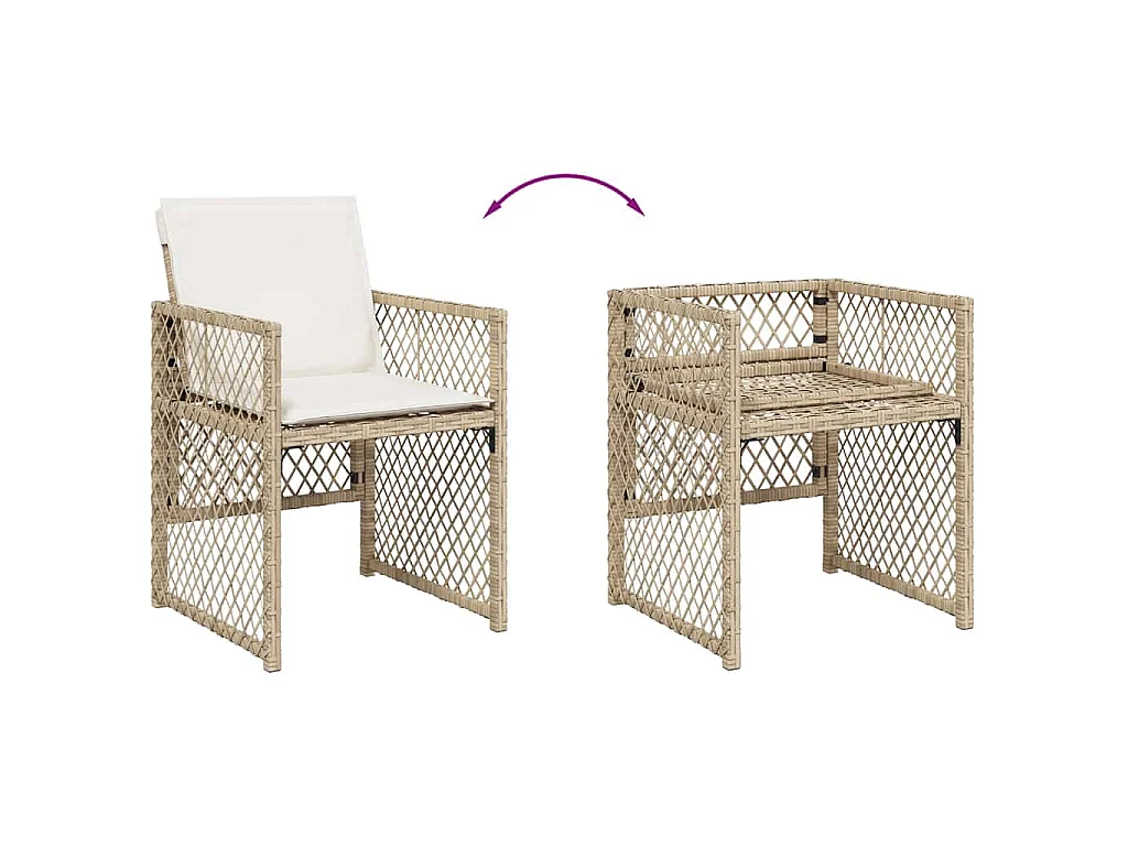 5-delige Tuinset met kussens poly rattan beige