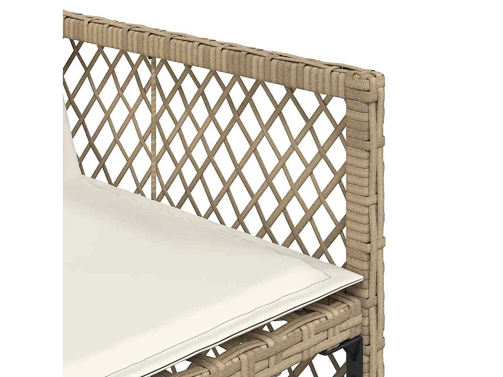 Ensemble à manger de jardin avec coussins 5pcs Beige poly rotin
