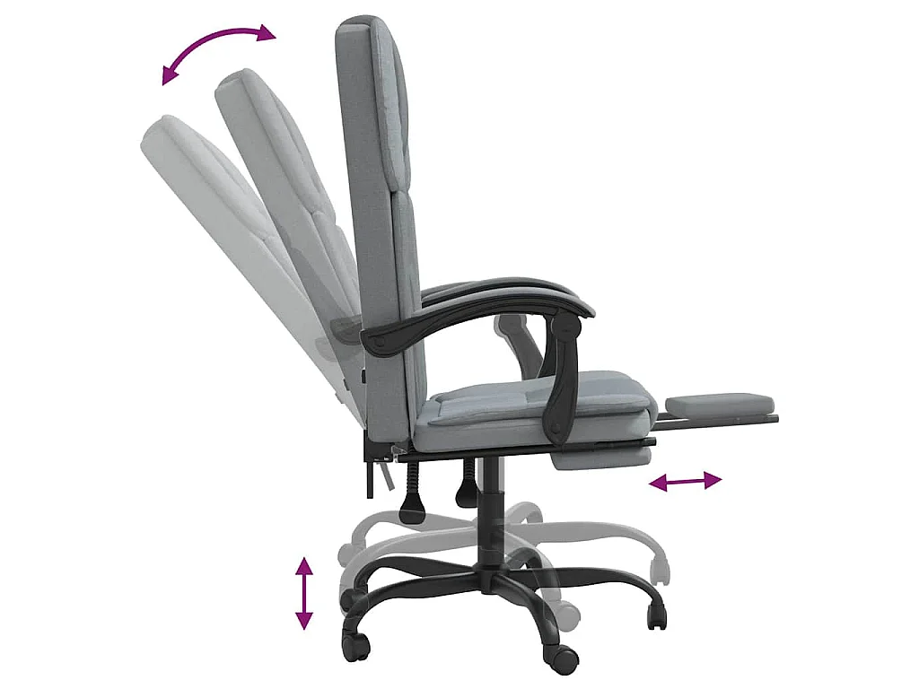 Fauteuil inclinable de bureau Gris clair Tissu