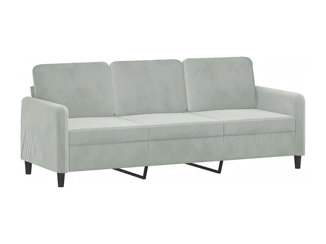 Sofá de 3 plazas con cojines terciopelo gris claro 180 cm