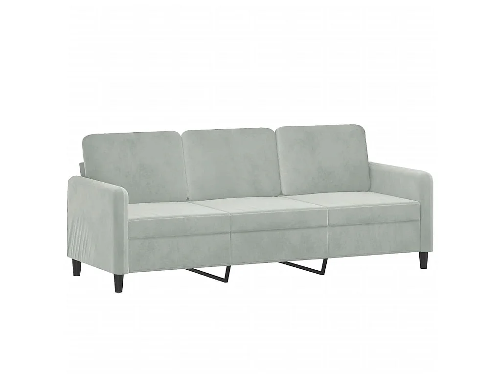 3-Sitzer-Sofa mit Zierkissen Hellgrau 180 cm Samt