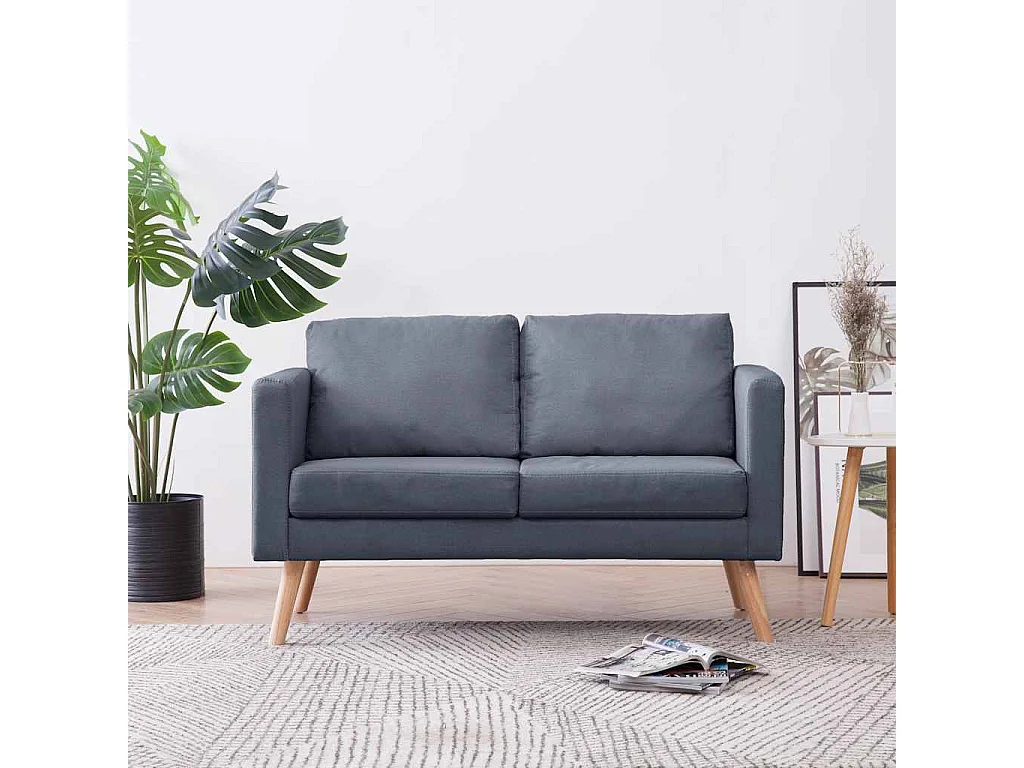 Canapé à 2 places Tissu Gris foncé