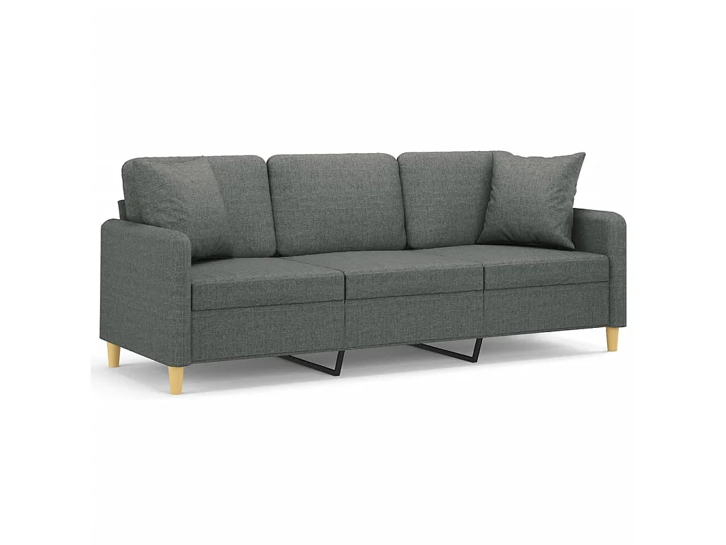 Canapé 3 places avec oreillers gris foncé 180 cm tissu