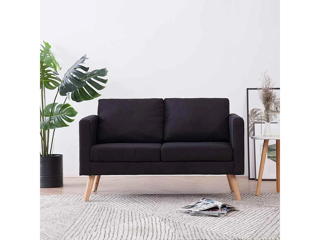 2-Sitzer-Sofa Stoff Schwarz