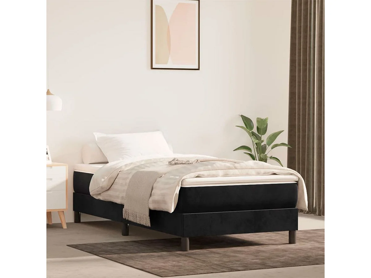 Matelas de lit à ressorts ensachés fermeté moyenne Noir 90x190x20 cm Velours