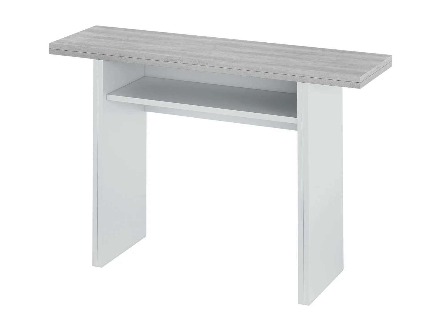 Console Tavolo, rabattable, blanc mat/ciment, 77/75x120x35x70 cm