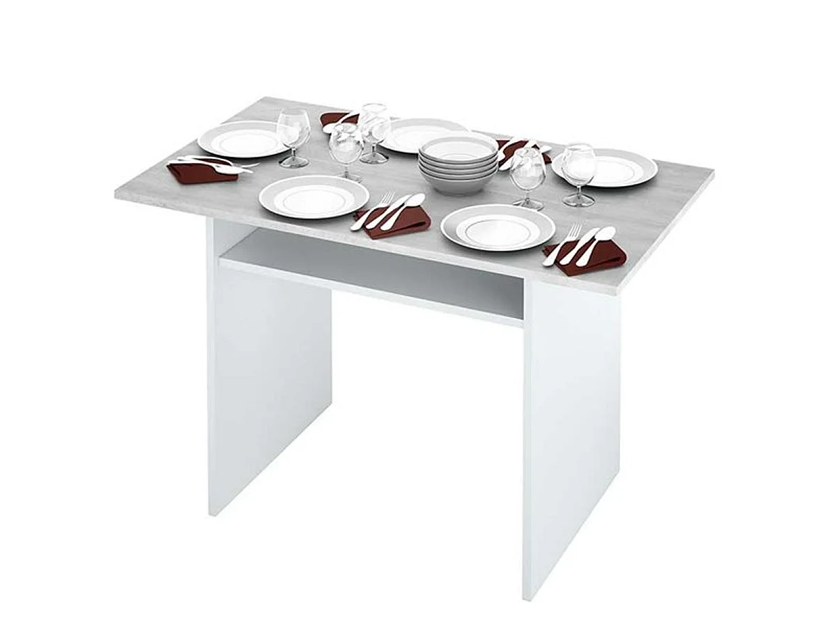 Mesa consola Tavolo desplegable blanco mate/cemento 77/75x120x35x70 cm