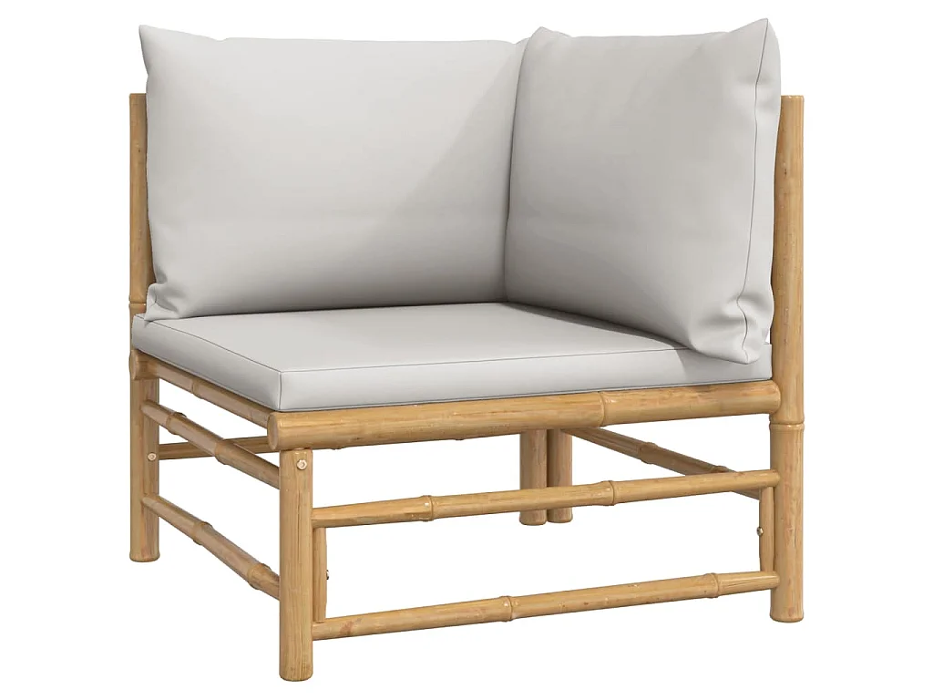 Salon de jardin 4 pcs avec coussins gris clair bambou