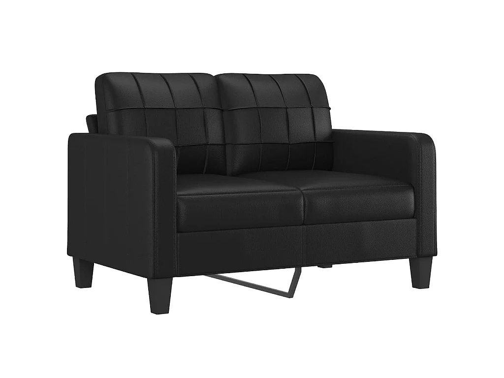 Canapé 2 places avec oreillers décoratifs noir 120cm similicuir