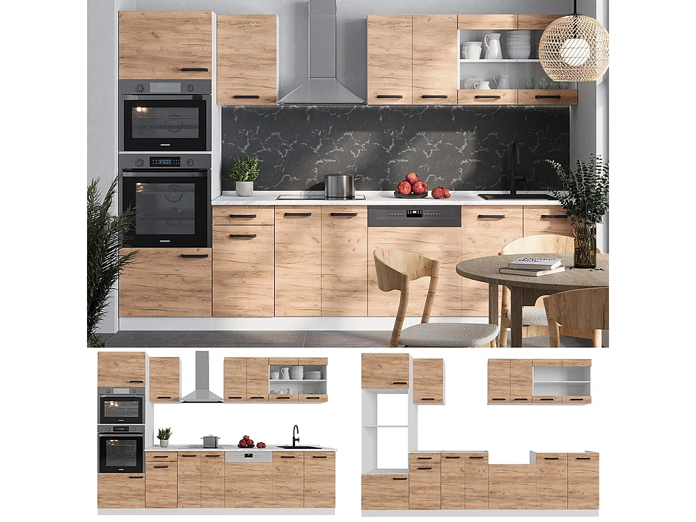 Cuisine chêne doré/blanc 300x60x81.6 r-line