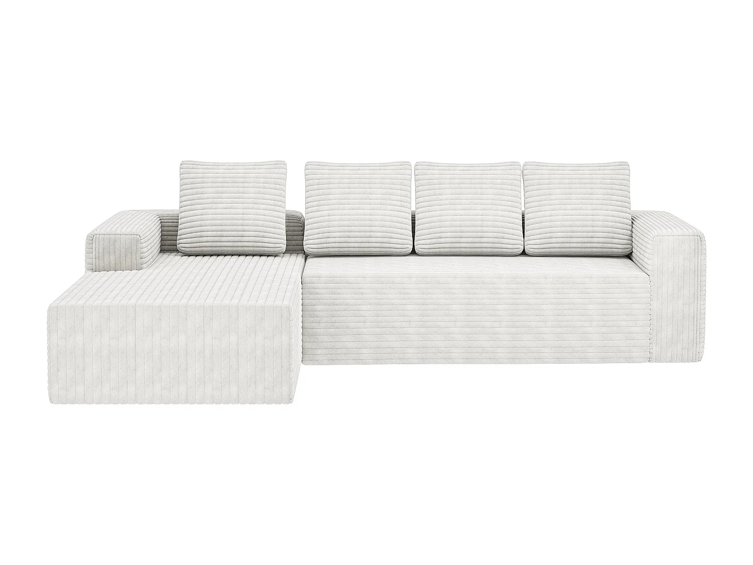 Canapé d'angle 4 places avec méridienne - Velours côtelé blanc (sans montage)
