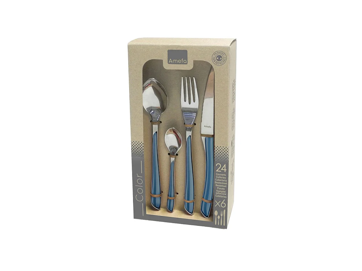 Set de 24 cubiertos Eclat Amefa acero inoxidable azul