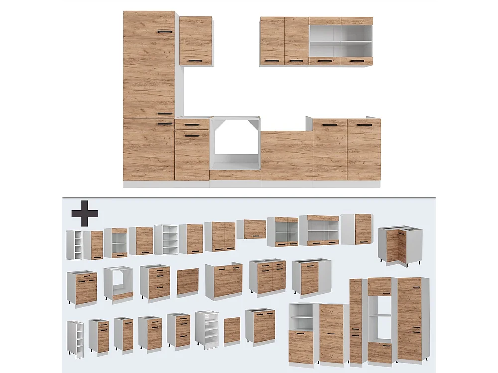 Cuisine chêne doré/blanc 300x60x81.6 r-line