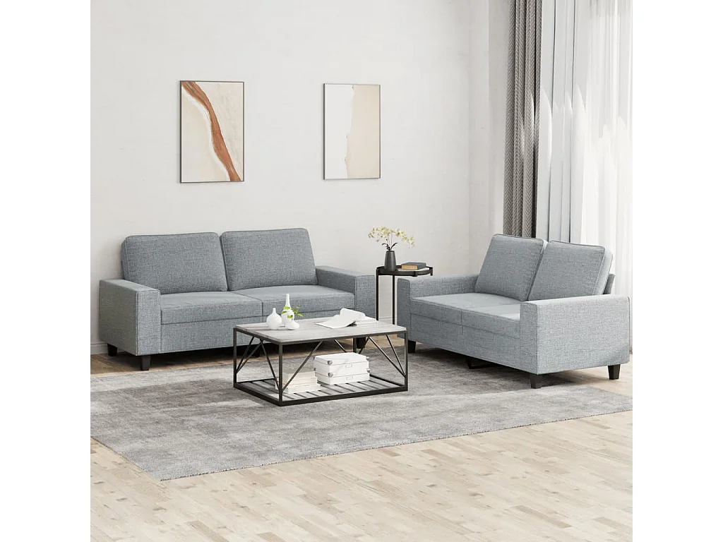 2-delige Loungeset stof lichtgrijs