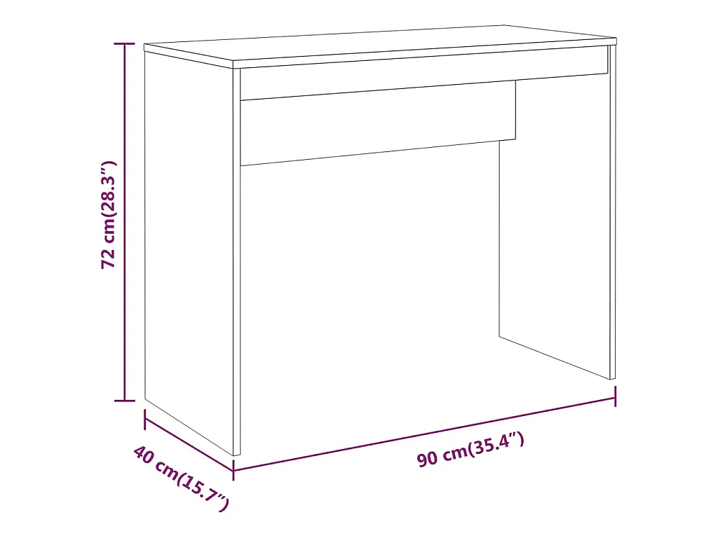 Bureau Sonoma gris 90x40x72 cm Bois d'ingénierie