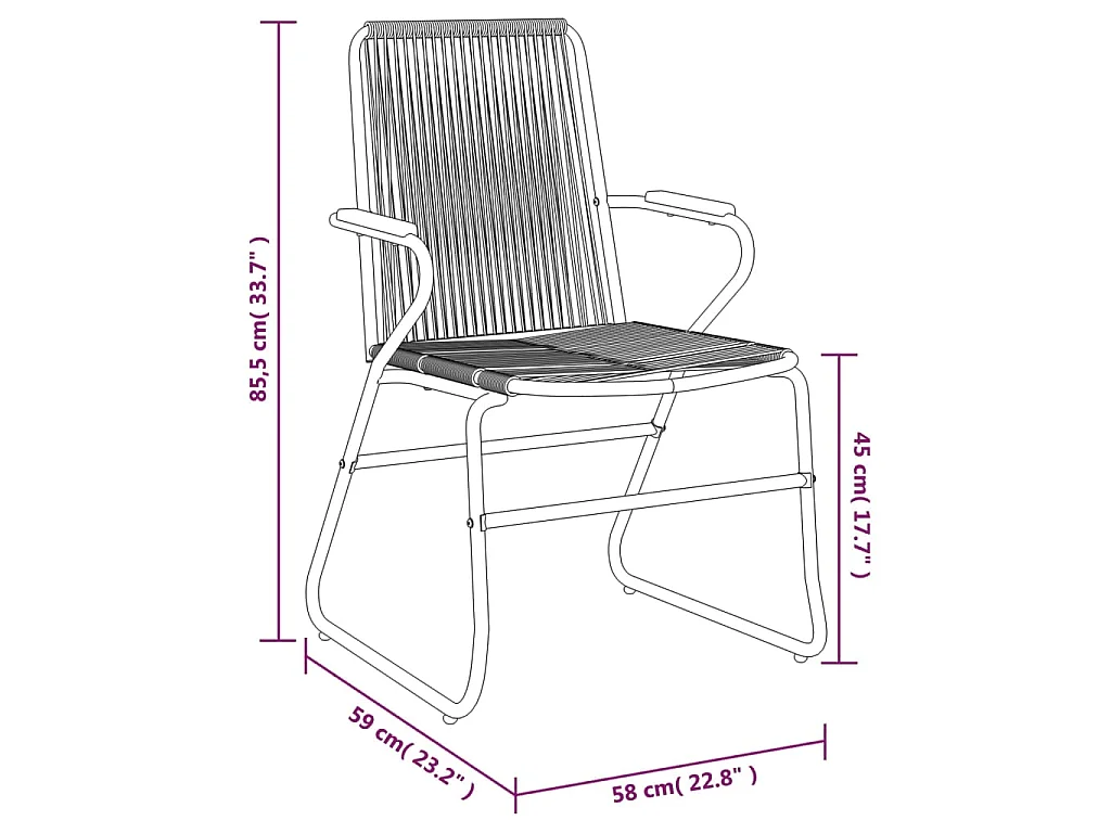Set da Pranzo da Giardino 3 pz Nero in Rattan PVC