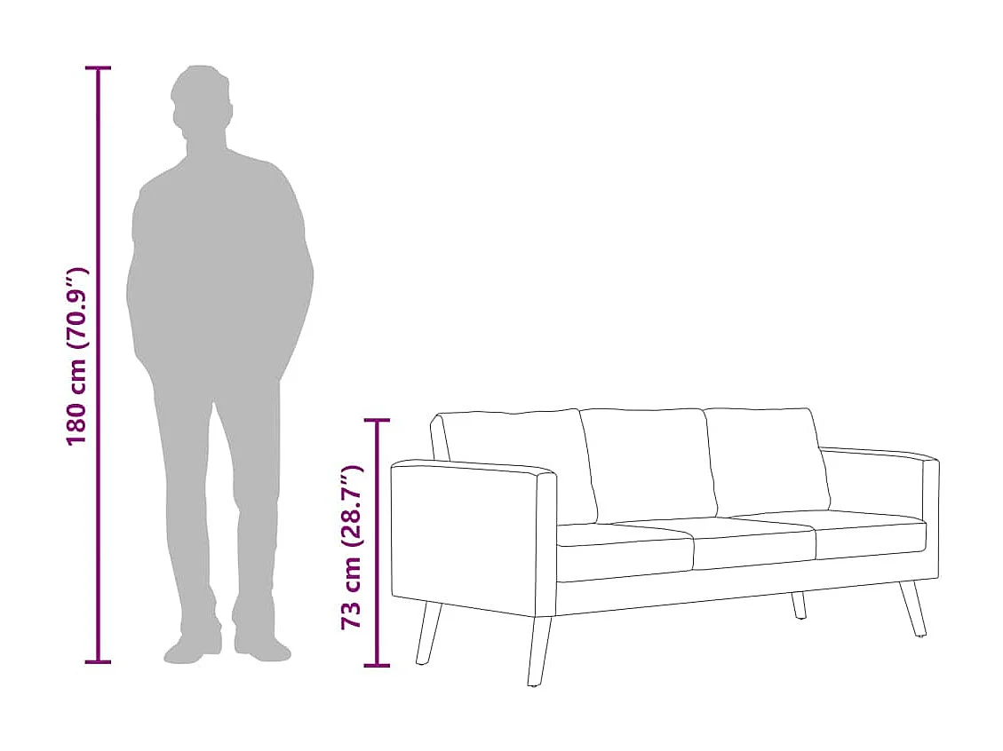 Sofá de 3 plazas de tela color gris taupe