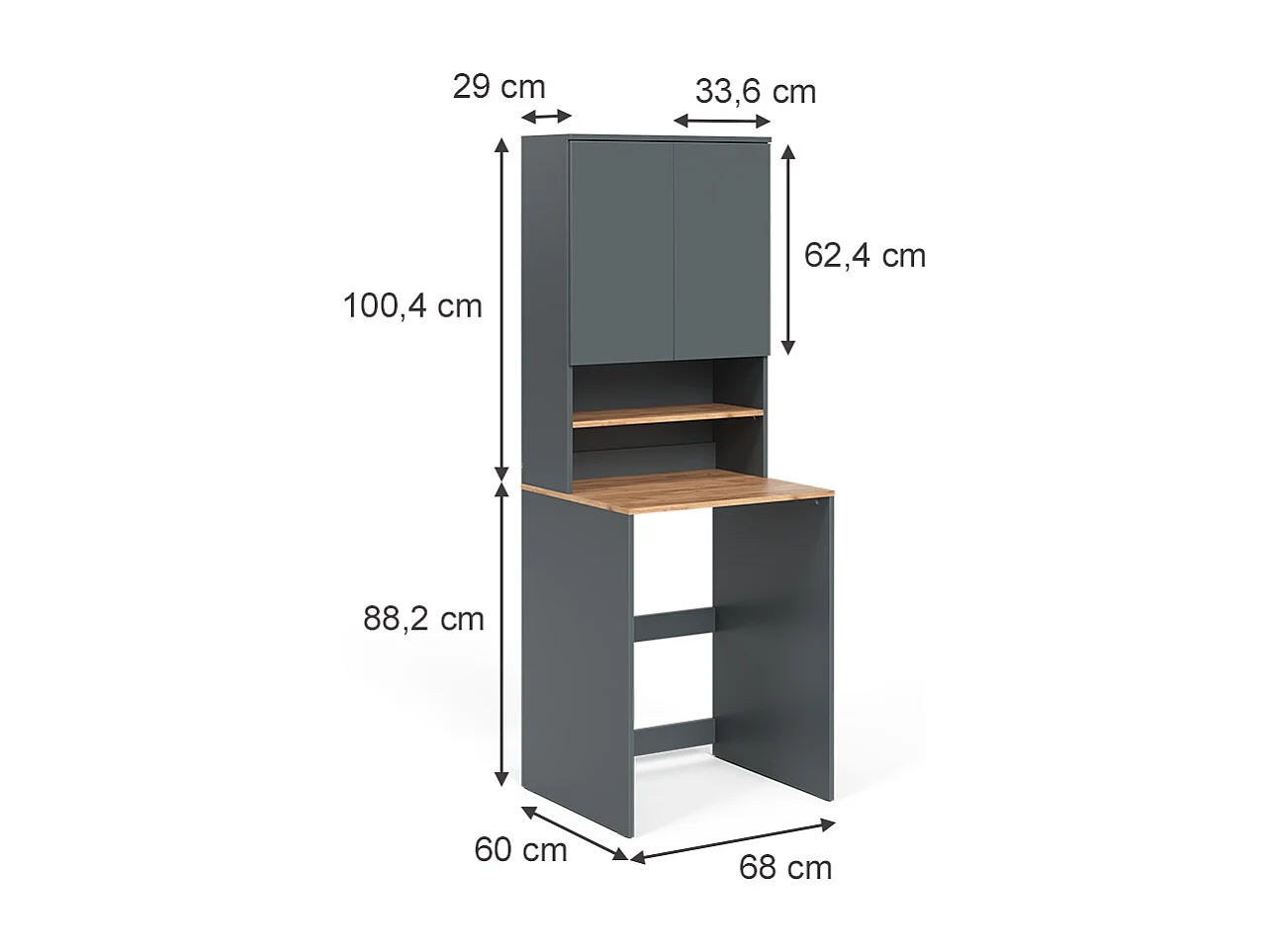 Wasmachinekast antraciet/gouden eik 68x60x88.2 viktor