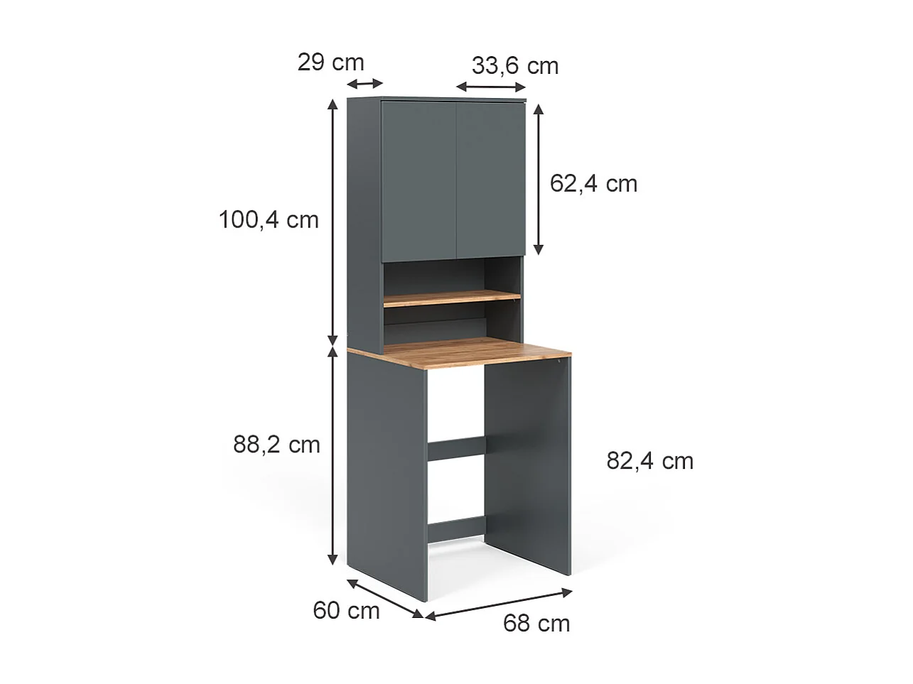 Wasmachinekast antraciet/gouden eik 68x60x88.2 viktor