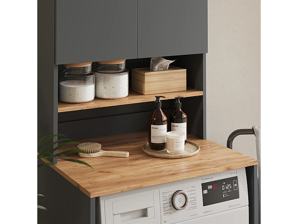 Wasmachinekast antraciet/gouden eik 68x60x88.2 viktor