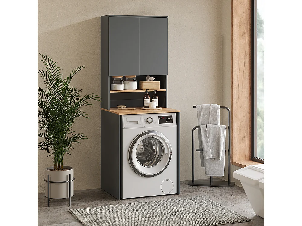 Armoire machine à laver anthracite/chêne doré 68x60x88.2 viktor