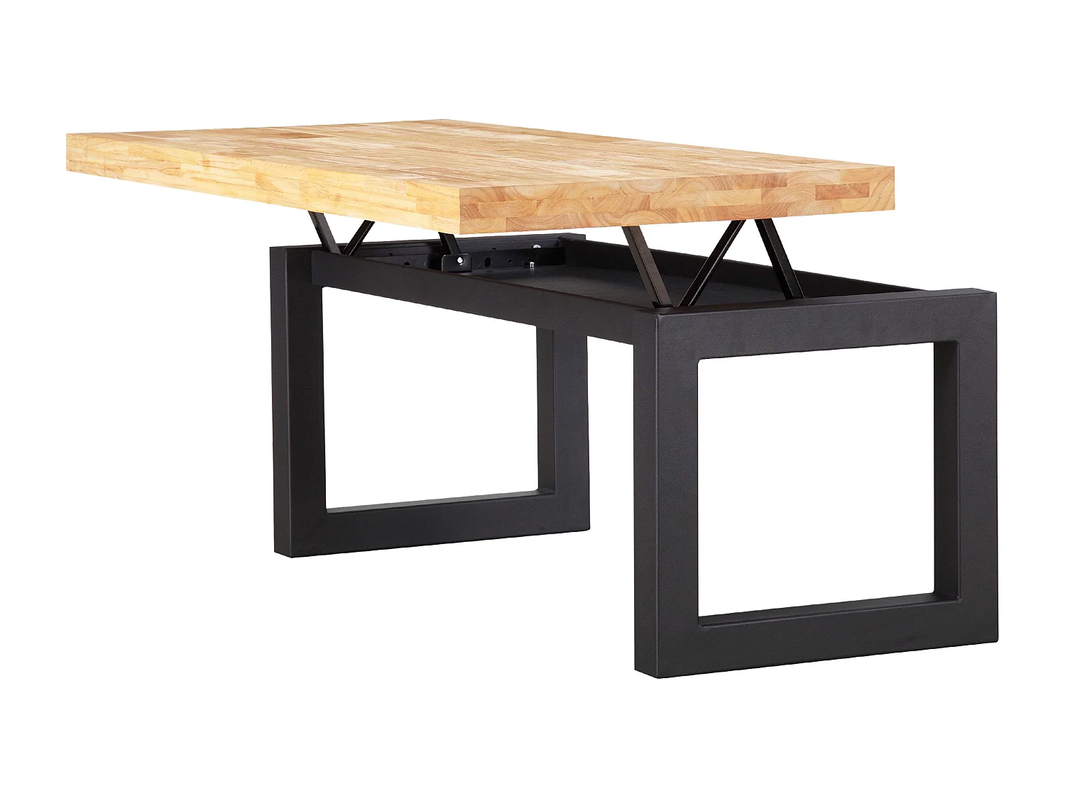 Mesa Centro Elevable 120x60 cm Madera Salón Comedor Roble/Negro