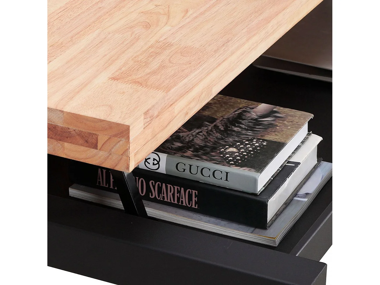 Mesa de centro elevatória Loft Roble salvaje - Negro