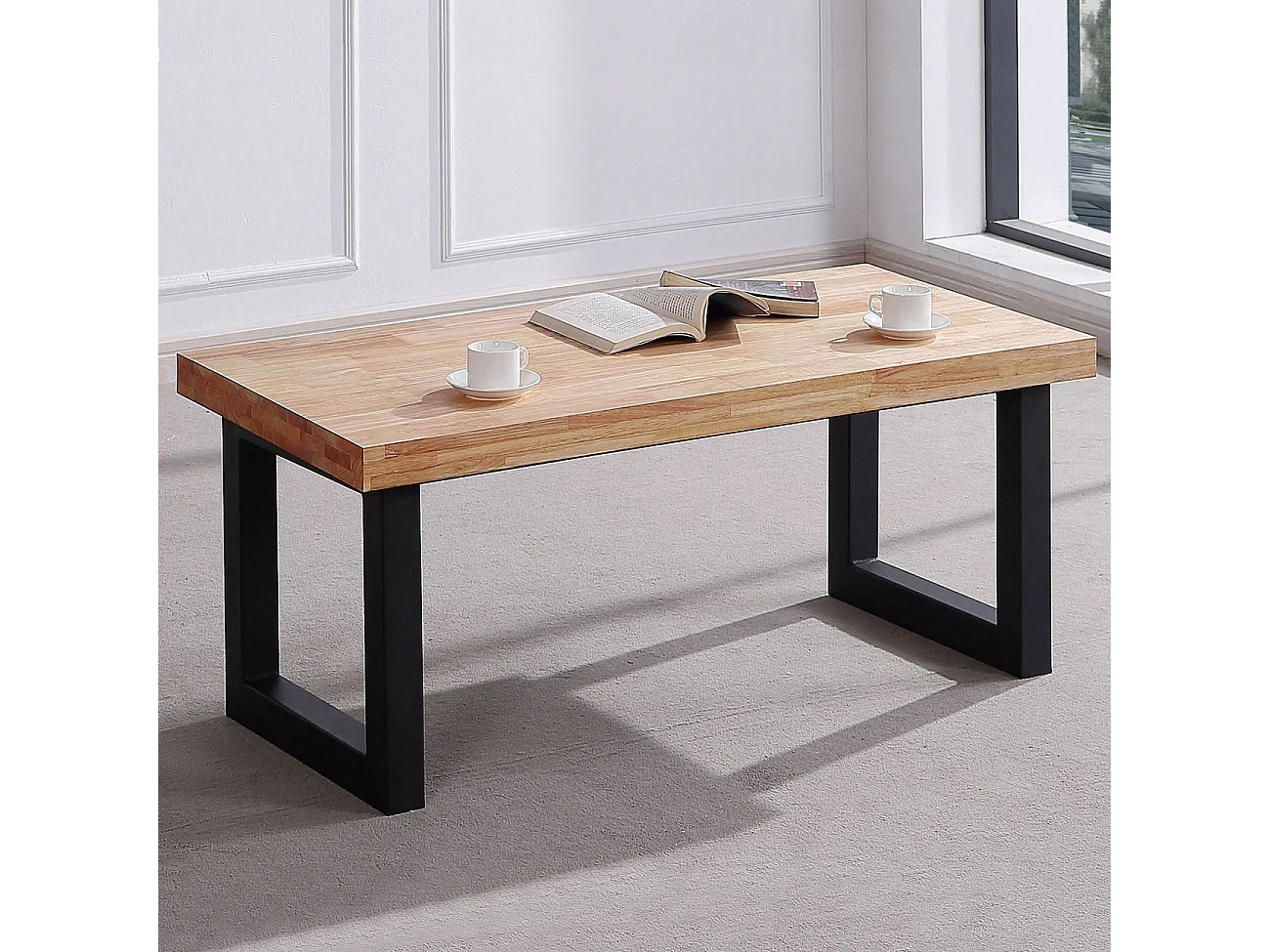 Mesa de centro elevatória Loft Roble salvaje - Negro