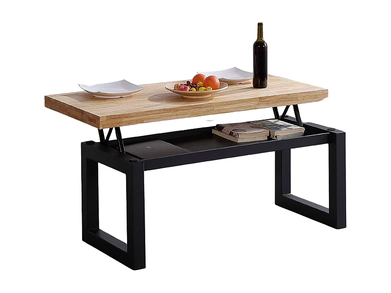 Mesa de centro elevatória 120x60 cm Madeira Sala de estar Sala de jantar Carvalho/Preto