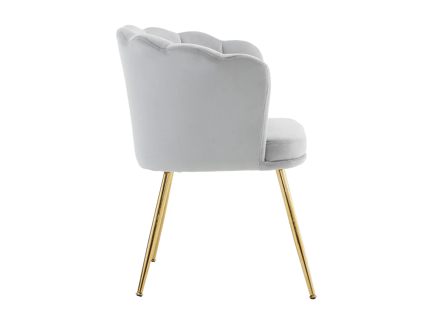 Set di 4 sedie in velluto con supporto lombare - Gambe in metallo dorato - Grigio