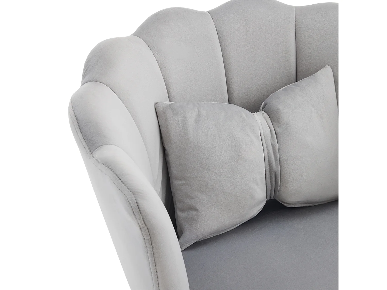 Set di 4 sedie in velluto con supporto lombare - Gambe in metallo dorato - Grigio