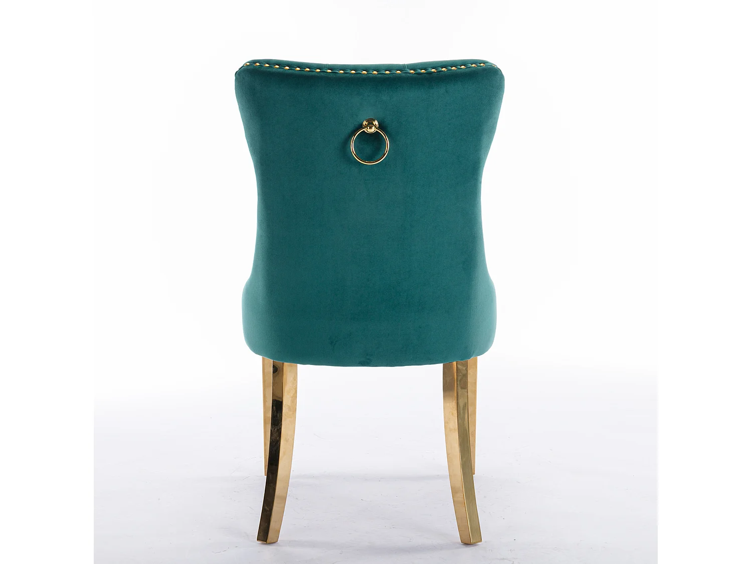 Set van 2 fluwelen stoelen met gouden metalen poten - Afgewerkt met studs - Groen