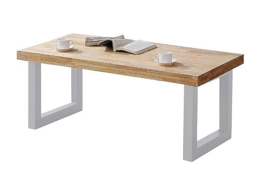 Mesa Centro Elevable Nórdico Roble Nordish Blanco 120x48x60cm