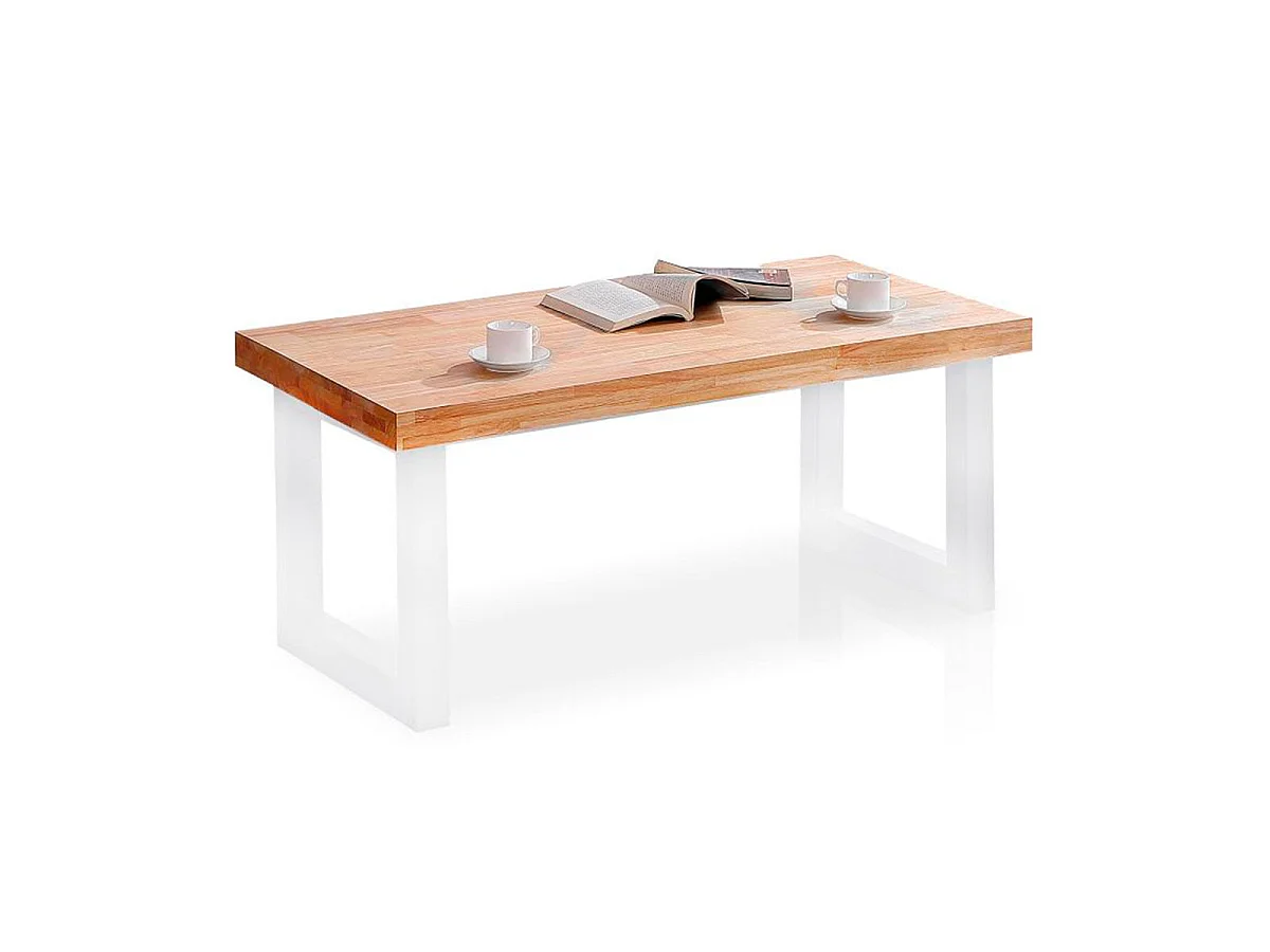 Mesa Centro Elevable Nórdico Roble Nordish Blanco 120x48x60cm