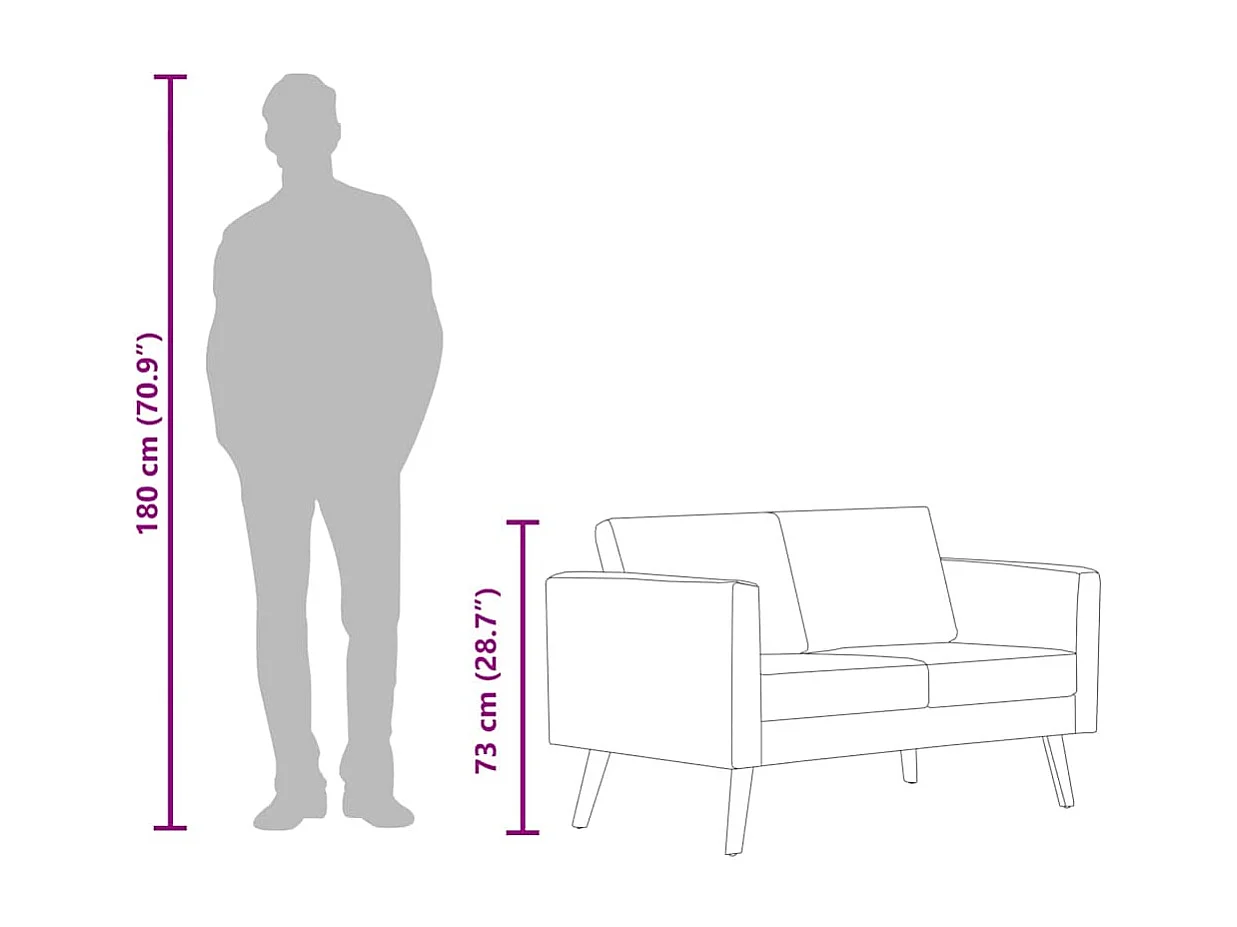 Sofá de 2 lugares tecido cor creme