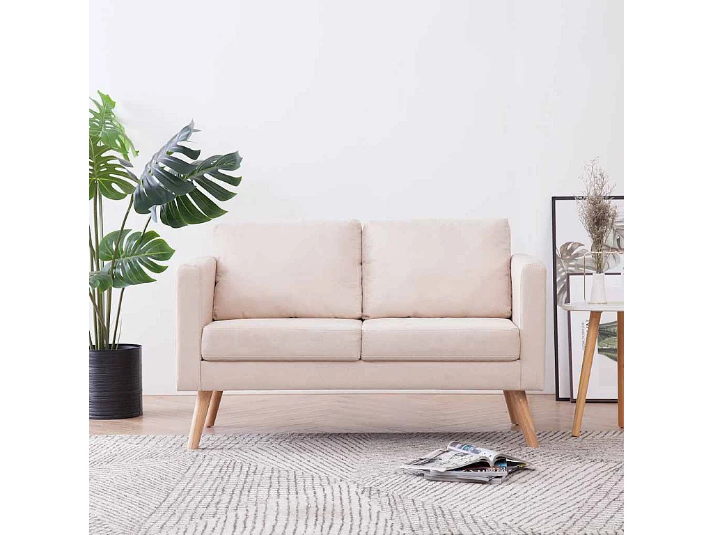 Sofá de 2 lugares tecido cor creme