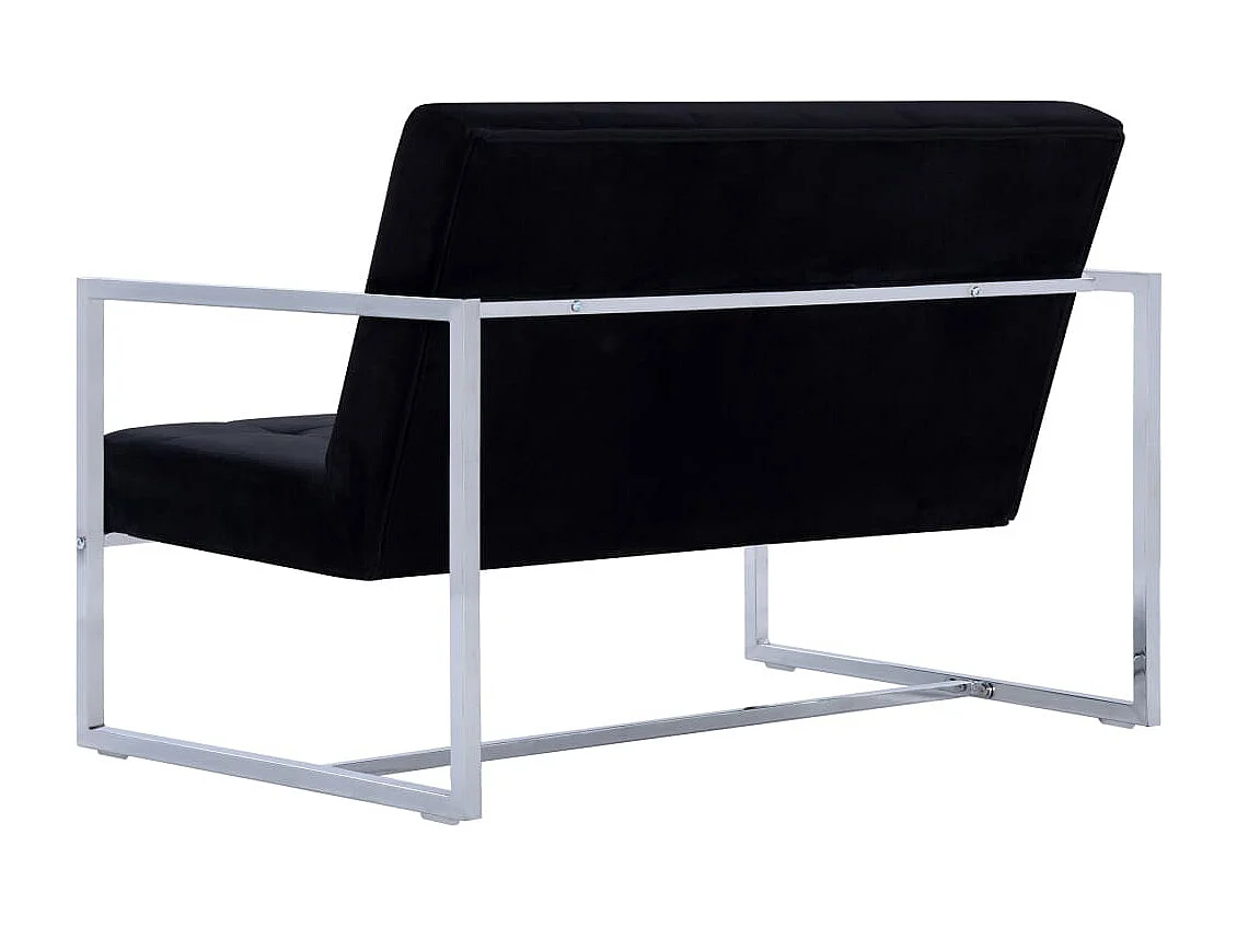 Canapé 2 places avec accoudoirs Noir Chrome et velours