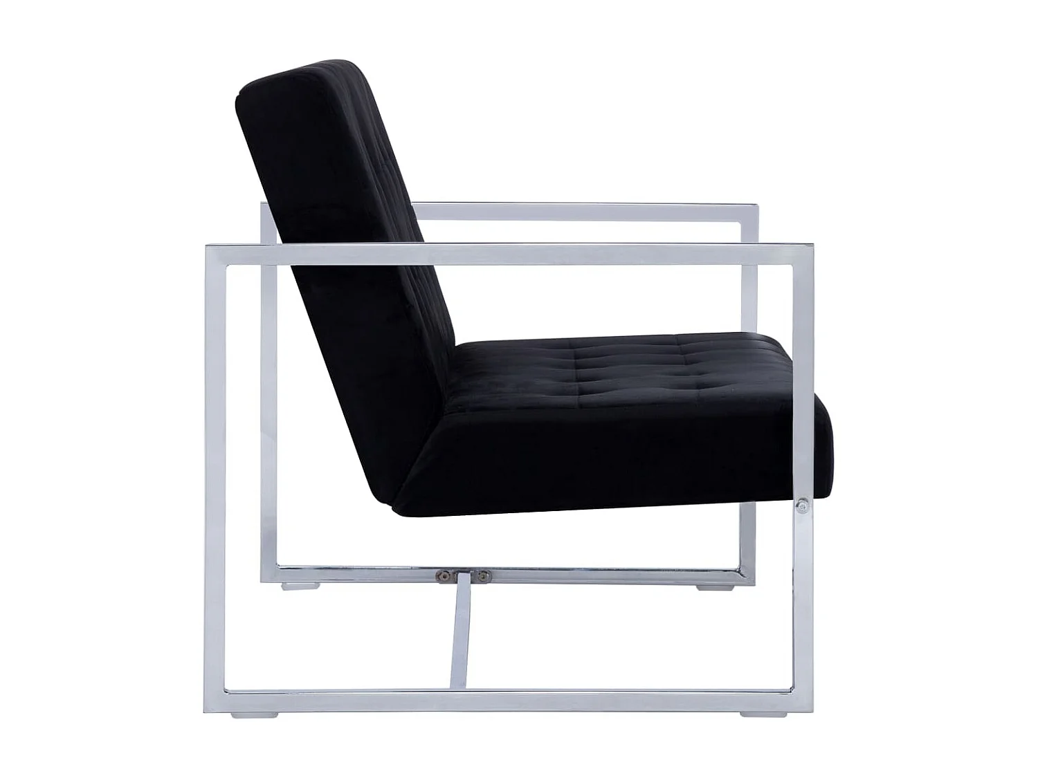 Canapé 2 places avec accoudoirs Noir Chrome et velours