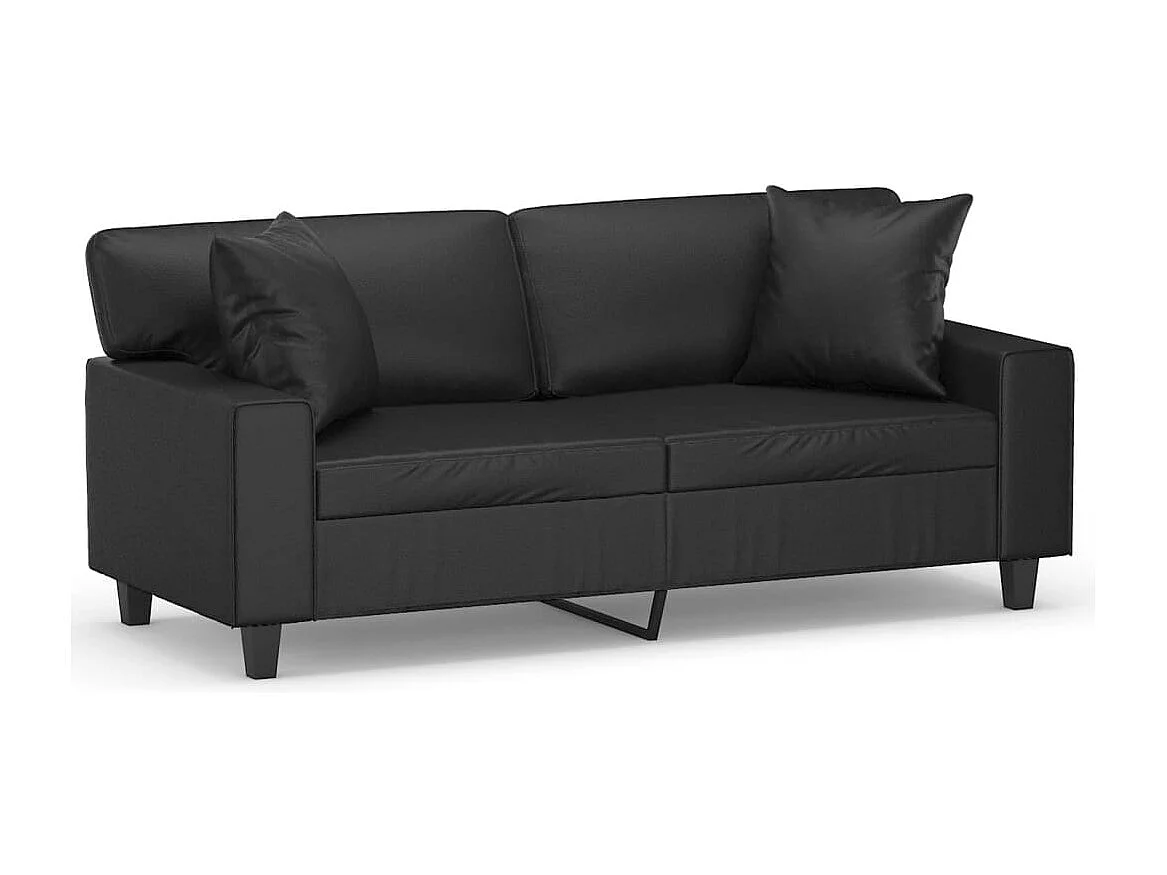 Canapé 2 places avec oreillers décoratifs noir 140cm similicuir