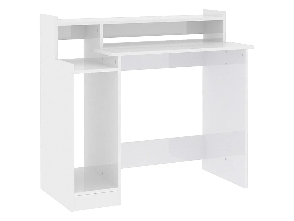 Bureau lumières LED Blanc brillant 97x45x90cm Bois d'ingénierie