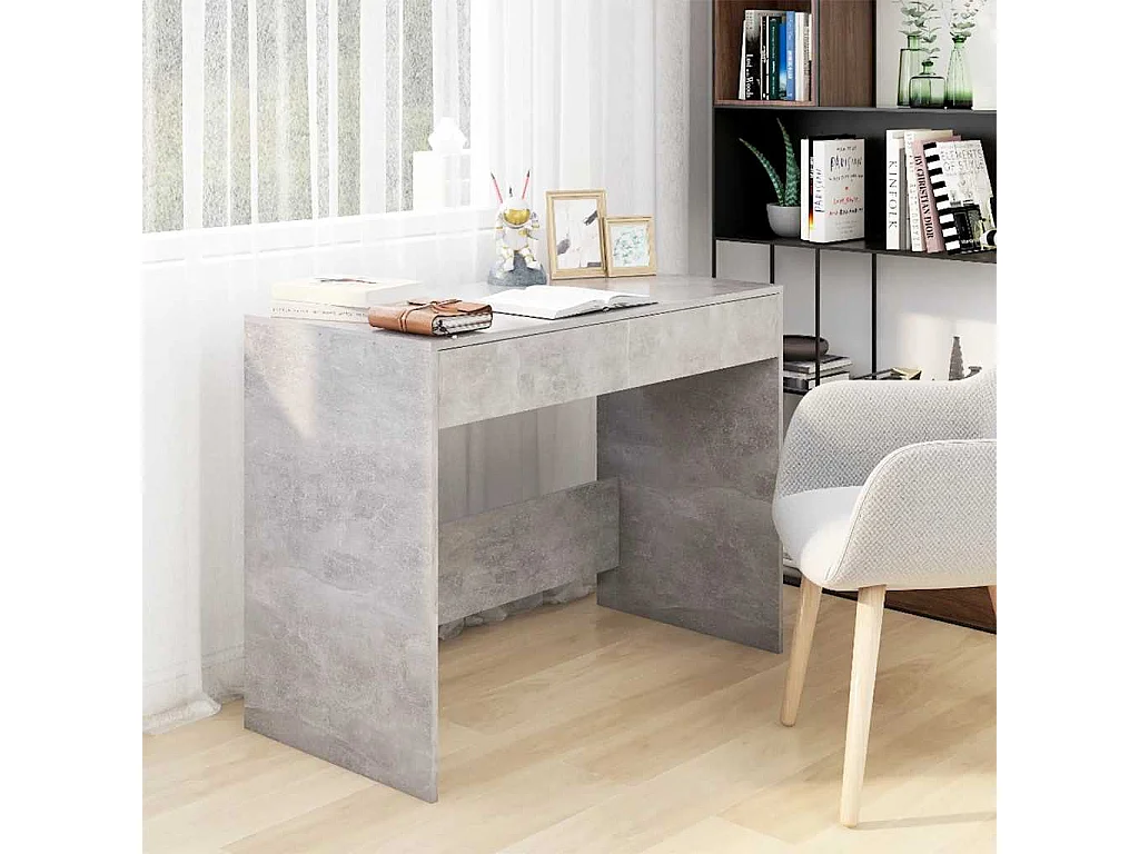 Bureau gris béton 101x50x76,5 cm bois d'ingénierie