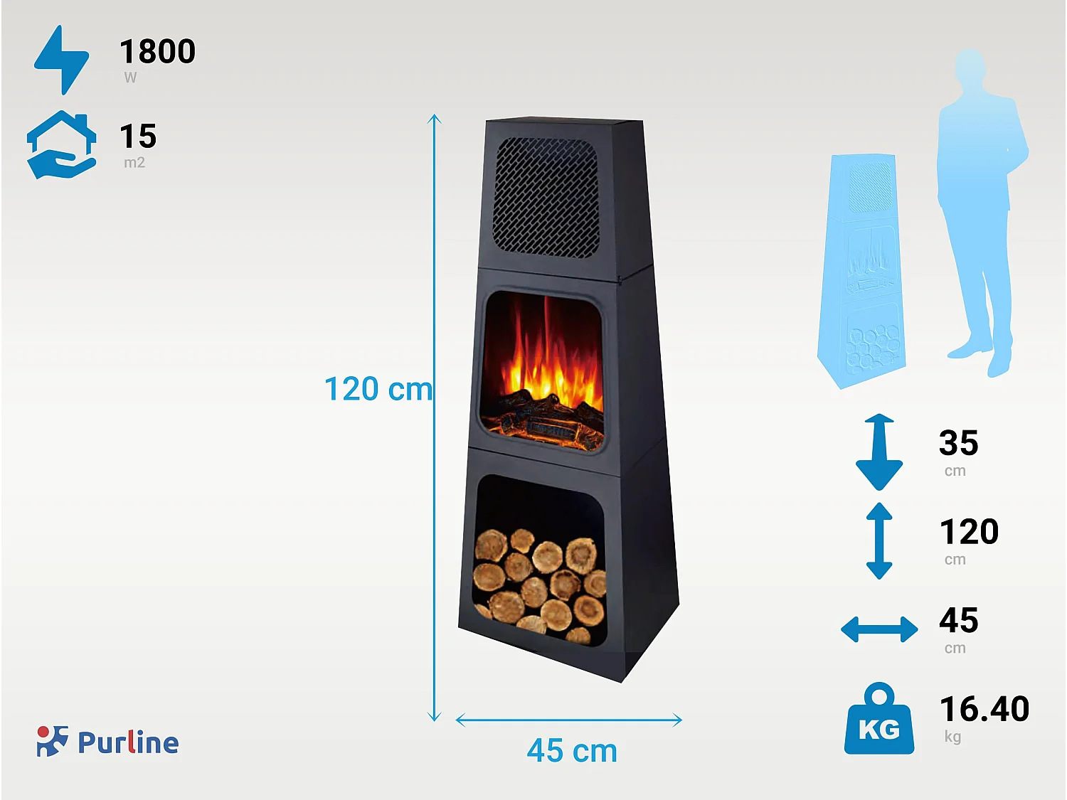 Poêle électrique pyramidale d'intérieur