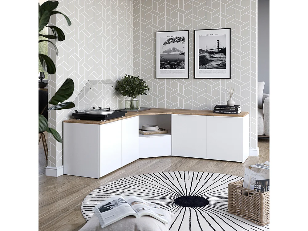 Ściana w salonie biały/sonoma 68x68x50 wido