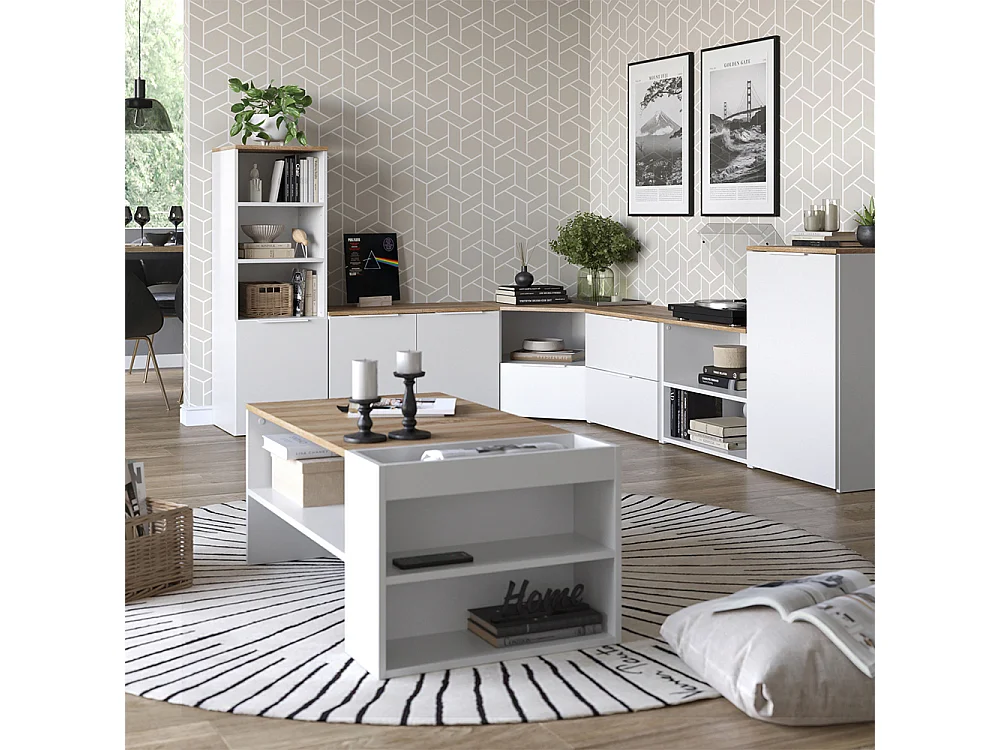 Ściana w salonie biały/sonoma 68x68x50 wido