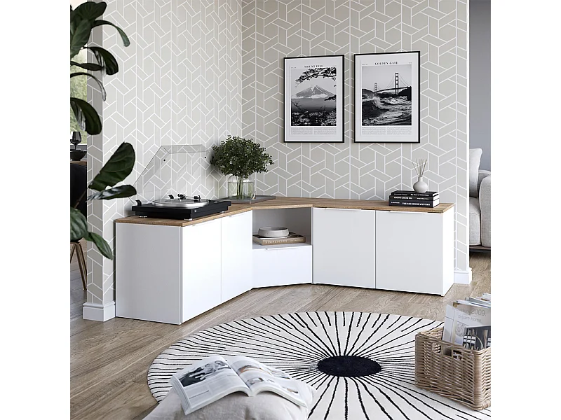 Ściana w salonie biały/sonoma 68x68x50 wido