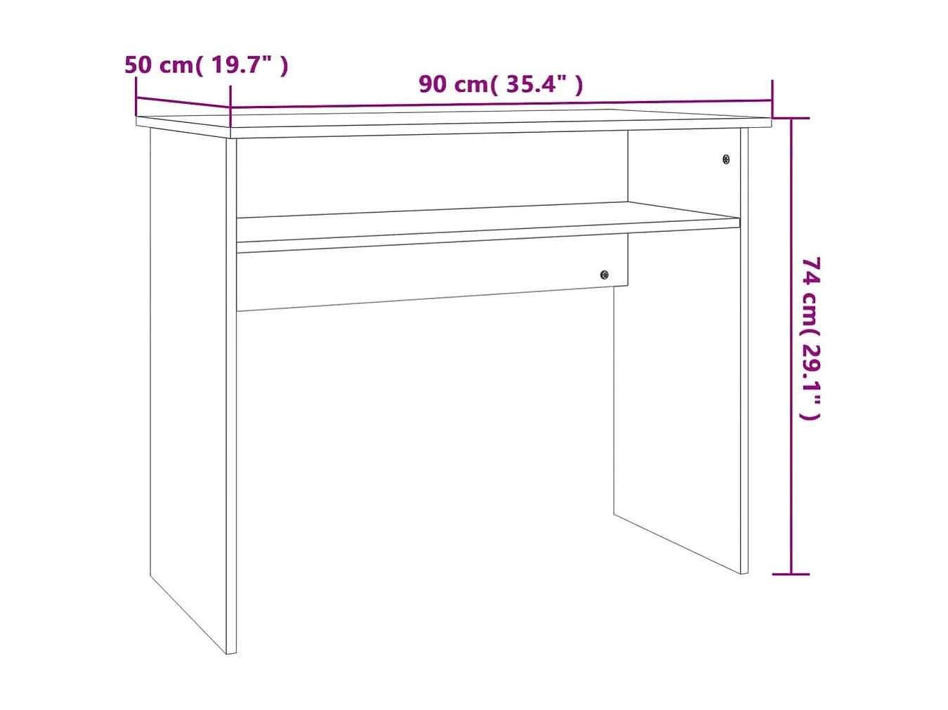 Bureau Gris béton 90x50x74 cm Bois d'ingénierie