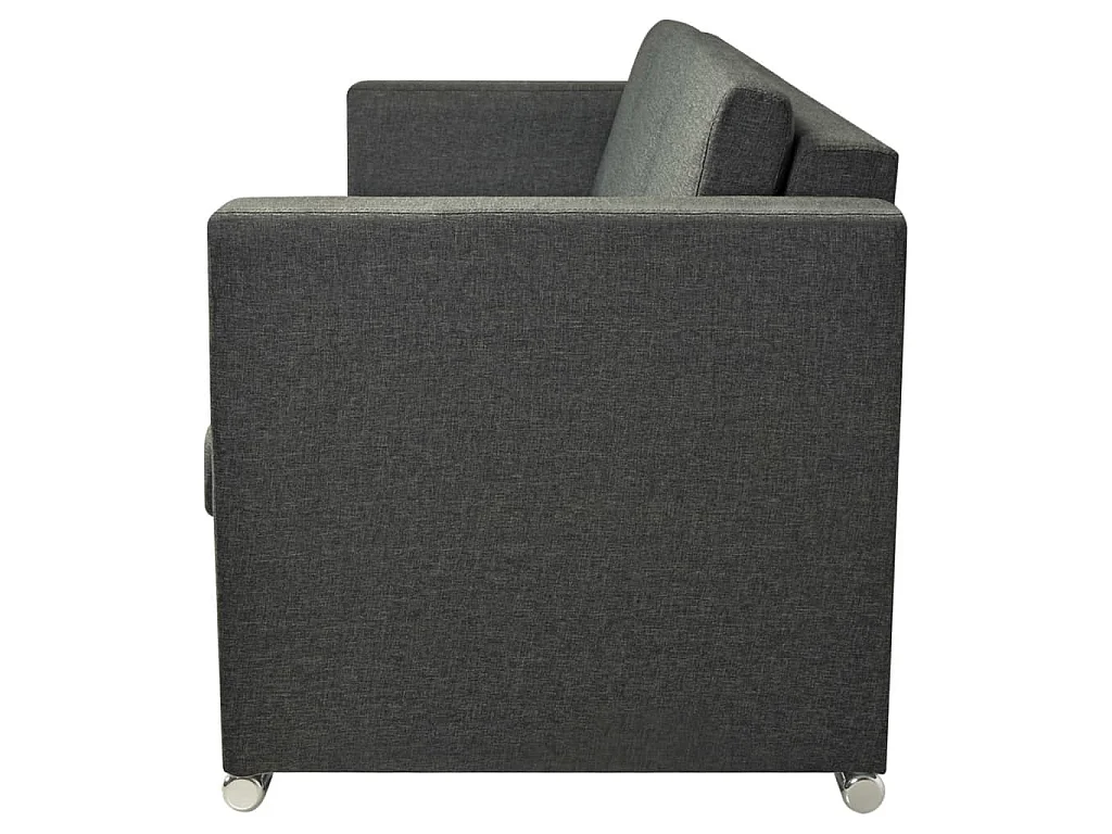 Canapé à 3 places Tissu Gris foncé