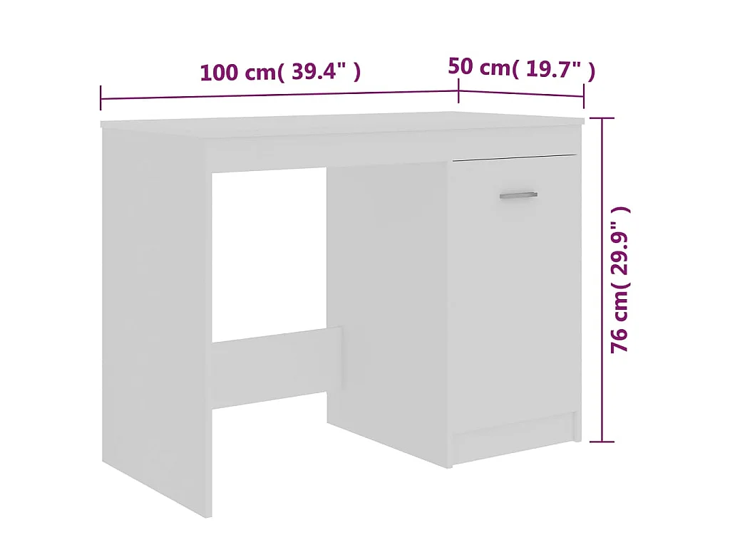 Bureau Blanc 100x50x76 cm Bois d'ingénierie