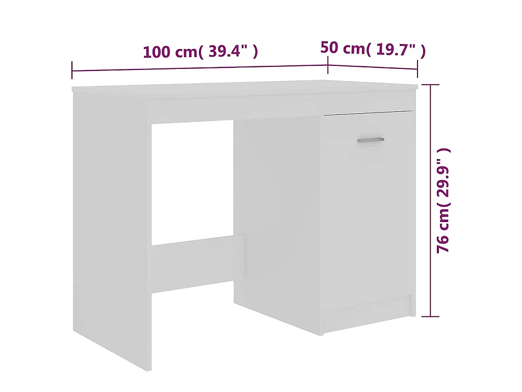 Bureau Blanc 100x50x76 cm Bois d'ingénierie